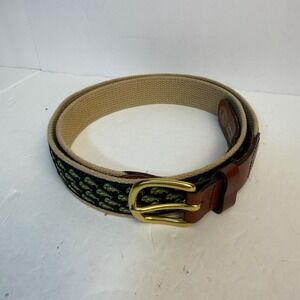 Leather Man Ltd Mens Mahi Mahi Fish Canvas Leather Belt Khaki Green 42 Hand Made